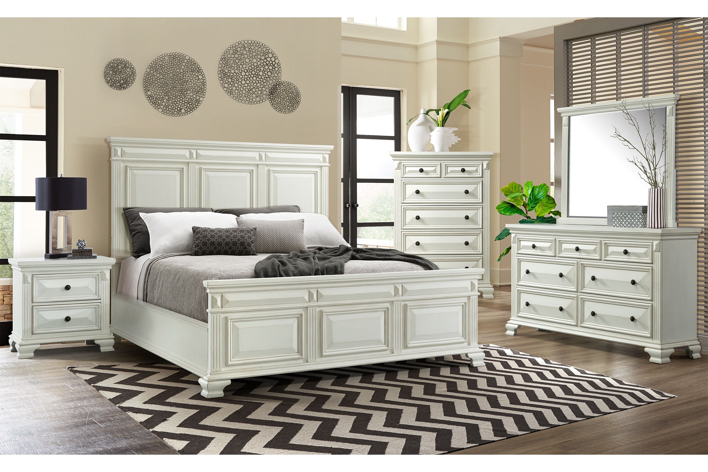 Elements International Bedroom Calloway Antique White Bedroom